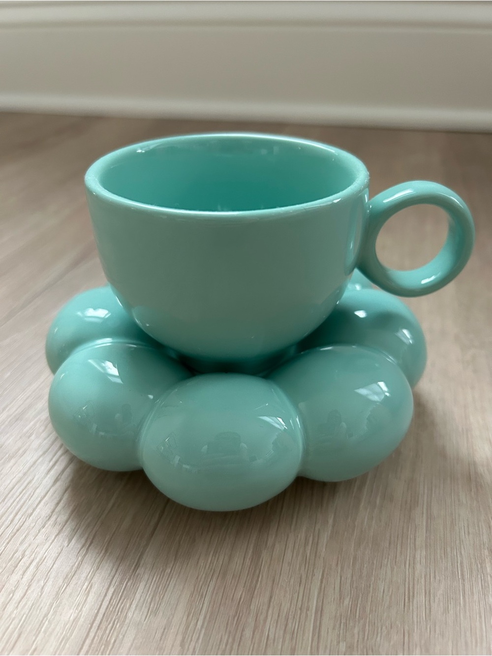 Aqua Bubble Ceramic Cup and Saucer - Home Dining